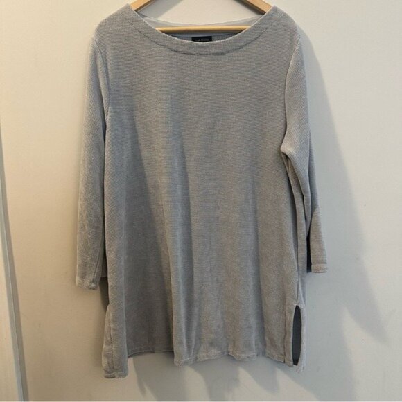 J.Jill Gray Loungewear Cloud Soft Velour Knit Boatneck Tunic Sweater Size XL NWT - Picture 2 of 12